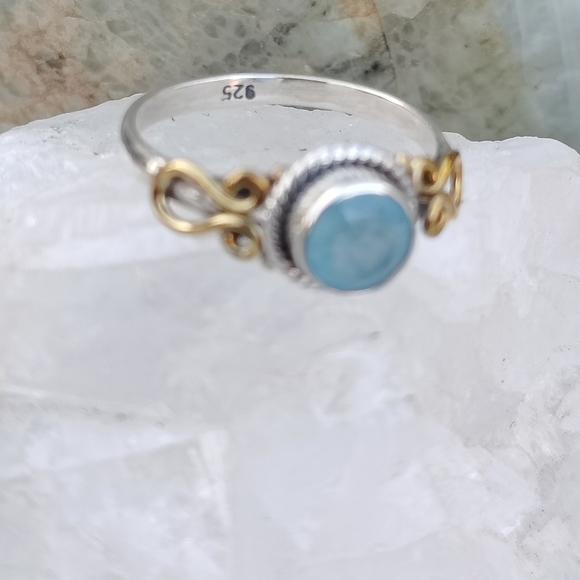 Chalcedony .925 Silver and 14K Ring, 6.5 Natural mined stone! - Picture 7 of 8